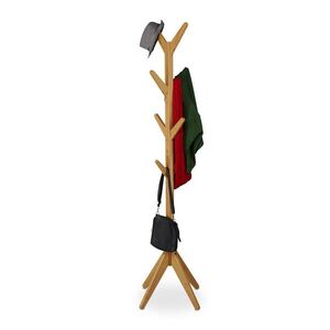 Relaxdays VEŠIAK prírodný bambus stromový dizajn 8 háčikov 182 cm vyobraziť
