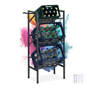 Relaxdays REGÁL NA PREPRAVKY Čierny oceľ na 3 prepravky 3 úrovne vyobraziť