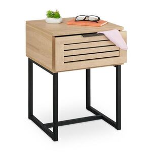 Relaxdays NOČNÝ STOLÍK Prírodná čierna so zásuvkou kov drevotrieska 55, 5 cm vyobraziť