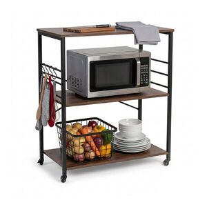Relaxdays VOZÍK Čierny kuchynský industriálny 3-poschodový 80 cm vyobraziť