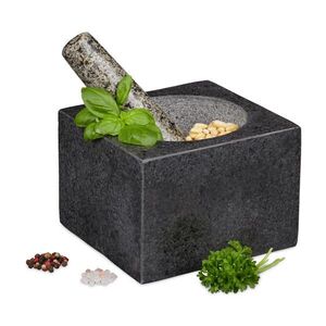 Relaxdays MAŽIAR Tmavosivý žulový s tĺčikom vyobraziť