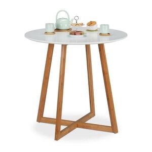 Relaxdays STÔL Biely prírodný jedálenský okrúhly 80 cm vyobraziť