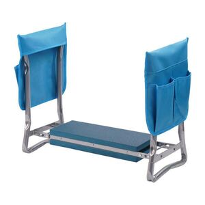 Relaxdays KĽAKADLO Svetlomodré záhradné skladacie 2in1 s vreckami vyobraziť