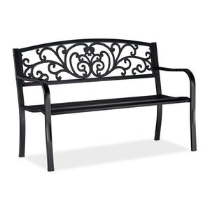 Relaxdays LAVICA Čierna záhradná kovová ornamenty 2-miestna 127 cm vyobraziť