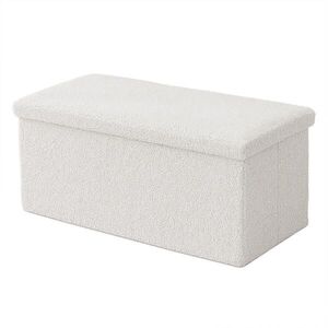 Relaxdays LAVICA Biela teddy látka úložný priestor 76x38x38 cm vyobraziť