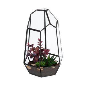 Relaxdays TERÁRIUM čierne sklo geometrický tvar 25 cm vyobraziť