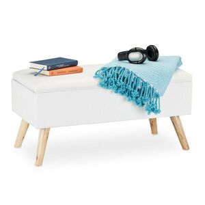 Relaxdays LAVICA Biela čalúnená s úložným priestorom 79, 5 cm vyobraziť