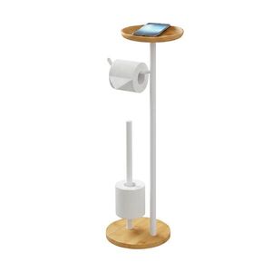 Relaxdays STOJAN Biely s poličkou bambus kov 65 cm vyobraziť