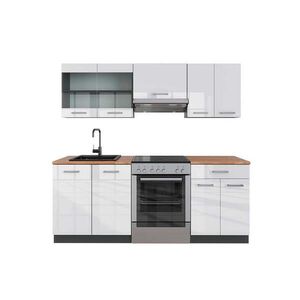 Vicco KUCHYNSKÝ KÚT R-Line Biely vysoký lesk/antracit 200 cm , AP Oak vyobraziť