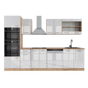 Vicco KUCHYNSKÝ KÚT R-Line Biely vysoký lesk/dub Goldkraft 300 cm s vysokou skriňou, dub AP vyobraziť