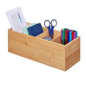 Relaxdays ORGANIZÉR Prírodný bambus 4-priehradky 12x35x14 cm vyobraziť