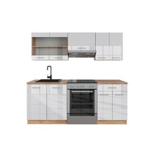 Vicco KUCHYNSKÝ KÚT R-Line Biely vysoký lesk/dub Goldkraft 200 cm , AP Oak vyobraziť