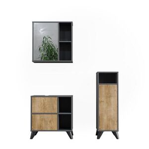 Vicco SADA KÚPEĽŇOVÉHO NÁBYTKU Leano, antracitová/Dub Goldkraft, 3-dielna vyobraziť