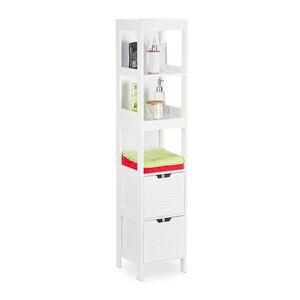 Relaxdays SKRINKA Biela kúpeľňová MDF 2 zásuvky 144 cm vyobraziť