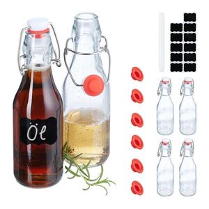 Relaxdays FĽAŠE Priehľadné 6-ks-set sklo 250 ml pákový uzáver vyobraziť