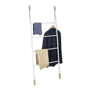 Relaxdays REBRÍK Biely na uteráky 4 priečky kov bambus 150 cm vyobraziť