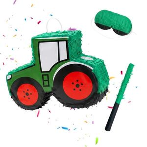 Relaxdays PIŇATA Tmavozeleno-červená traktor 3-dielna-sada vyobraziť