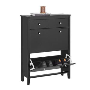 SoBuy MOBILNÁ skriňa na topánky s 3 dverami Čierna 78x25x108cm Moderný vyobraziť