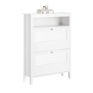 SoBuy MOBILE skriňa na topánky s 2 dverami Biela 80x25x108cm Severský vyobraziť