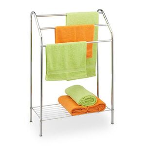 Relaxdays STOJAN NA UTERÁKY Strieborný 3-ramenný s policou oceľ 83, 5 cm vyobraziť