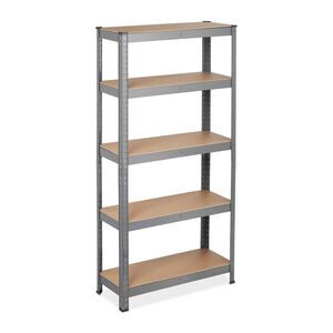 Relaxdays REGÁL Sivý vysoká nosnosť oceľ MDF 5 políc 150x75x30 cm vyobraziť