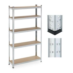 Relaxdays REGÁL strieborný oceľ MDF 5 políc 180 cm 500 kg vyobraziť