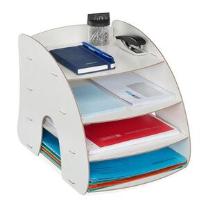Relaxdays ODKLADAČ Biela MDF 4-PRIEHRADKOVÝ vyobraziť