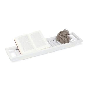 Relaxdays POLIČKA Biela bambus na vaňu lakovaná 65x15 cm vyobraziť