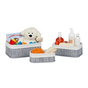 Relaxdays KOŠÍK Sivá 3-dielny-Set bambus vyobraziť