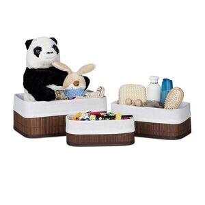 Relaxdays KOŠÍK Hnedá 3-dielny-Set bambus vyobraziť