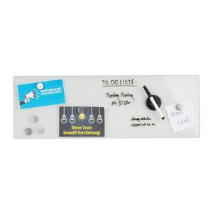 Relaxdays TABUĽA Biela magnetická sklenená 20x60 cm so 6 magnetmi vyobraziť
