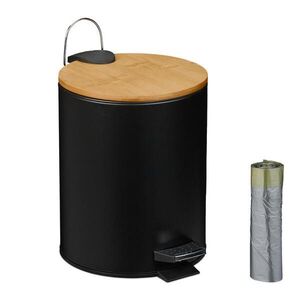 Relaxdays KÔŠ čierny 5 l softclose bambusové veko vyobraziť