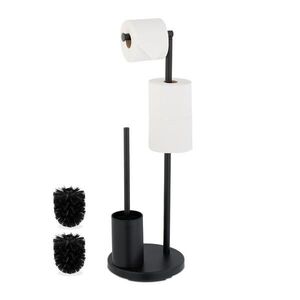 Relaxdays WC-SÚPRAVA Čierna nehrdzavejúca oceľ voľne stojaca s WC kefou výška 68 cm vyobraziť