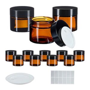 Relaxdays NÁDOBKA hnedá čierna jantárové sklo 12-dielna-súprava 60 ml vyobraziť