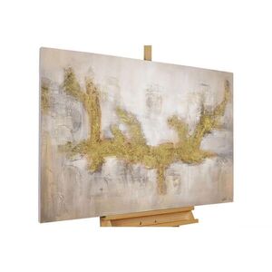 KUNSTLOFT RUČNE MAĽOVANÝ AKRYLOVÝ OBRAZ 120/80 cm, zlatý, abstraktný geometrický motív vyobraziť