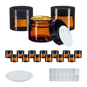 Relaxdays NÁDOBKA hnedá čierna jantárové sklo 16-dielna-súprava 60 ml vyobraziť
