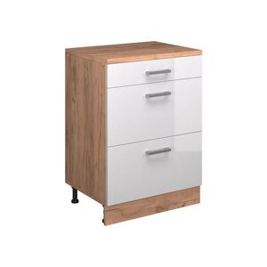 Vicco ROZŠIRUJÚCA KOMODA Rion, Biely vysoký lesk/Dub Goldkraft, 60 x 46 cm bez sklonu s 3 zásuvkami vyobraziť