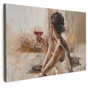MuchoWow OBRAZ NA PLÁTNE Olejomaľba - Žena - Víno 90x60 cm vyobraziť