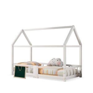 OKWISH DOMČEKOVÁ posteľ 90/200 cm biela s tabuľou a ochranou proti pádu z masívneho dreva vyobraziť