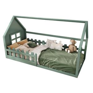OKWISH DOMČEKOVÁ posteľ 90/200 cm zelená v tvare domčeka z borovice a MDF vyobraziť