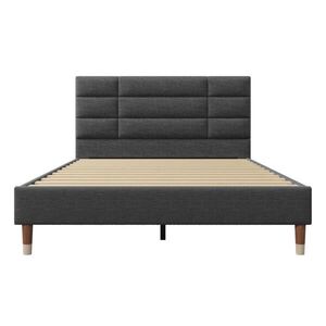 OKWISH ČALÚNENÁ posteľ 140/200 cm sivá s matracom a lamelovým roštom z masívneho dreva vyobraziť