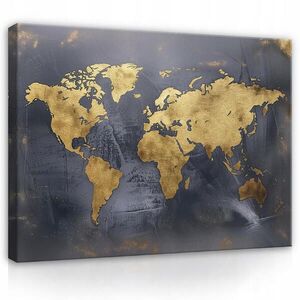 Wallarena OBRAZY Mapa sveta Zlatá Čierna 100x70 vyobraziť