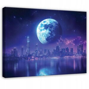 Wallarena OBRAZ na plátne City Moon Blue 120x80 cm vyobraziť