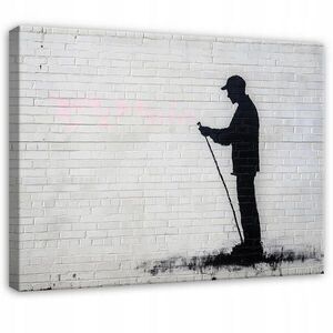 Wallarena ABSTRAKTNÉ Banksy sivé moderné obrazy do obývačky 120x80 vyobraziť
