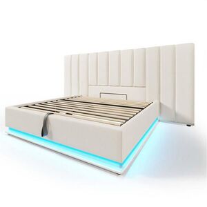 Modfu ČALÚNENÁ posteľ z PU 180x200 cm biela s LED osvetlením, USB-C nabíjaním a úložným priestorom vyobraziť