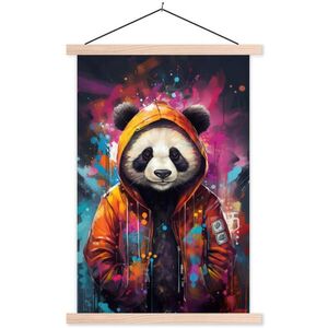 MuchoWow PLAGÁT S MAGNETICKÝMI LIŠTAMI Panda - Bunda - Graffiti - oranžová 60x90 cm vyobraziť