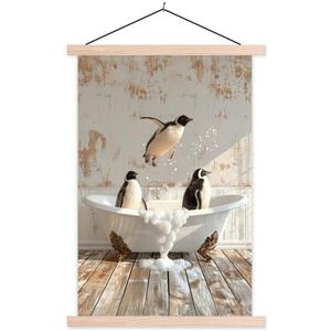 MuchoWow PLAGÁT S MAGNETICKÝMI LIŠTAMI Vintage - Tučniak - Vaňa - Pena 40x60 cm vyobraziť