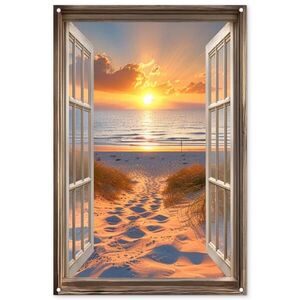 OnlyWow ZÁHRADNÝ PLAGÁT Priehľad - Pláž - duny - západ slnka 80x120 cm vyobraziť