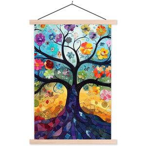 MuchoWow PLAGÁT S MAGNETICKÝMI LIŠTAMI Umenie - Strom života - Kvety - Hippie 60x90 cm vyobraziť