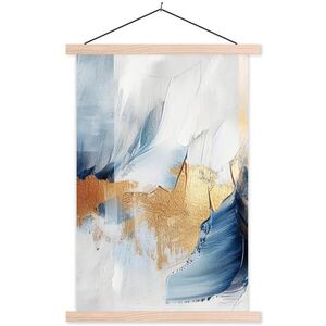 MuchoWow PLAGÁT S MAGNETICKÝMI LIŠTAMI Zlatá - modrá - akvarel - umenie - moderné 60x90 cm vyobraziť